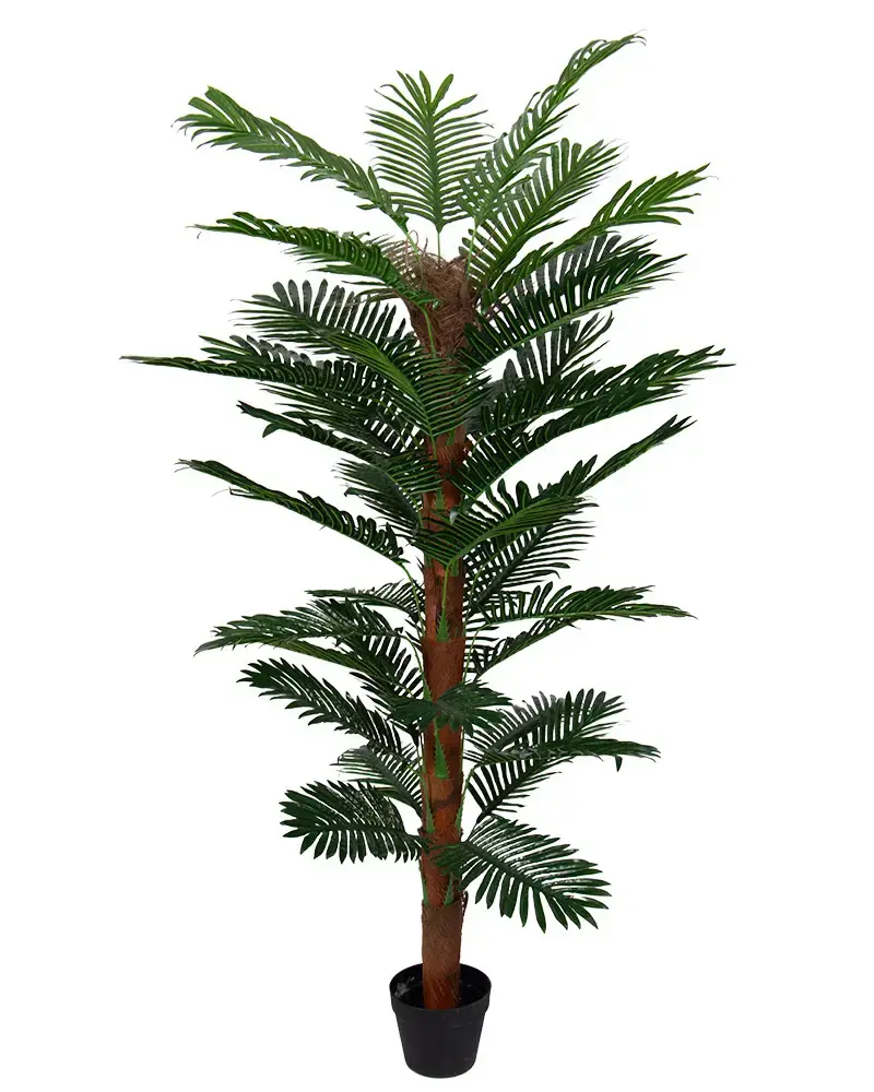 HOME-TEX Tropisk palme - 180 cm høy - Kunstig palme mosestokk i svart potte -
