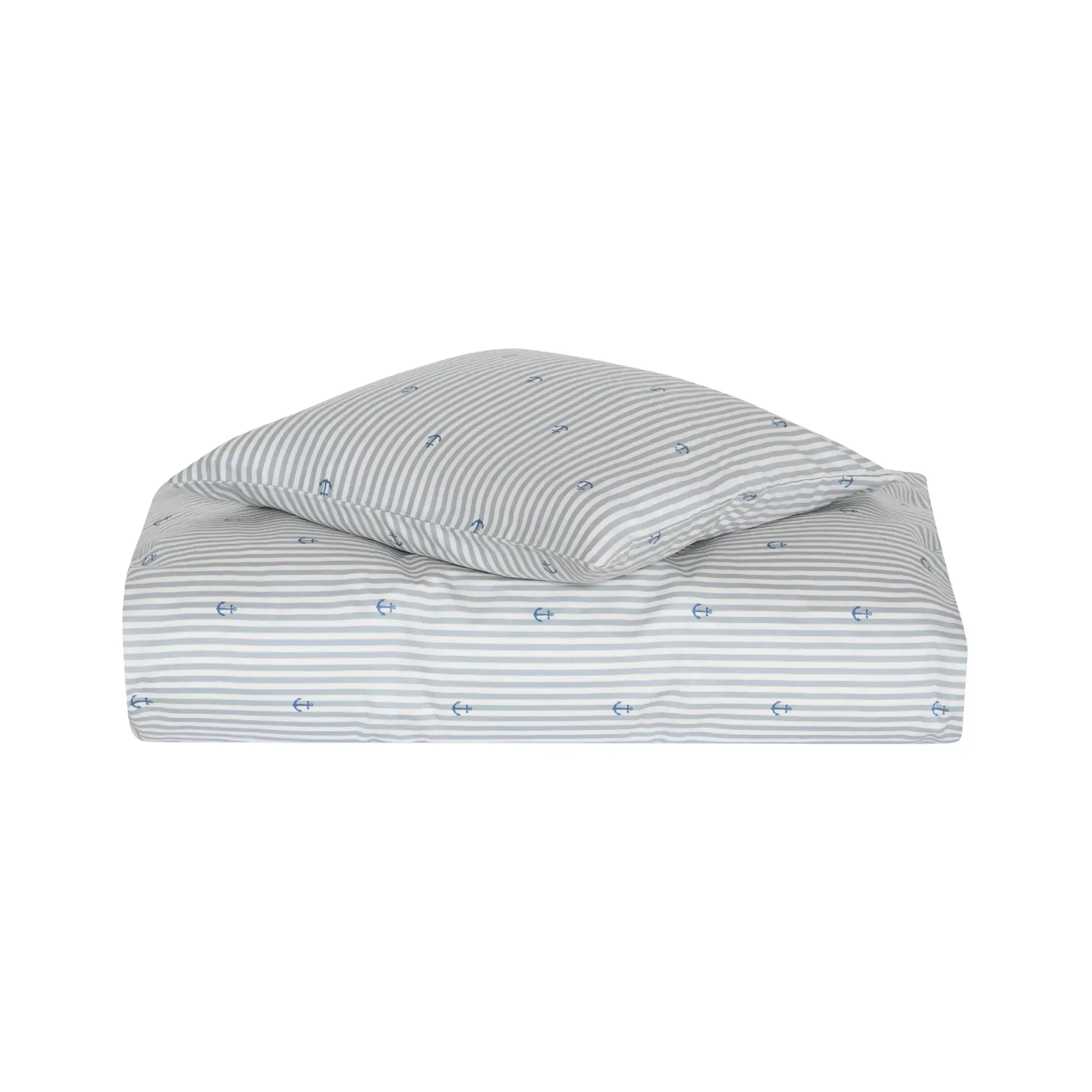 Nuuroo Junior sengetøy 100x140 cm - 100% økologisk bomullssatin - Stripet med anker