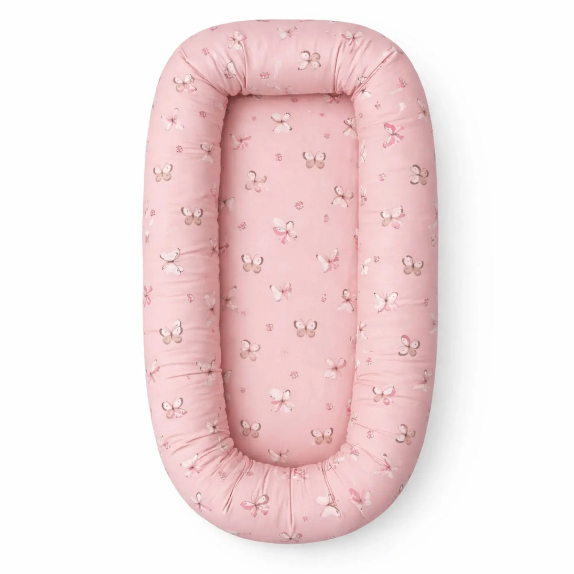 Nordstrand Home Babynest - 82x46x15 cm - Lyserosa med sommerfugler