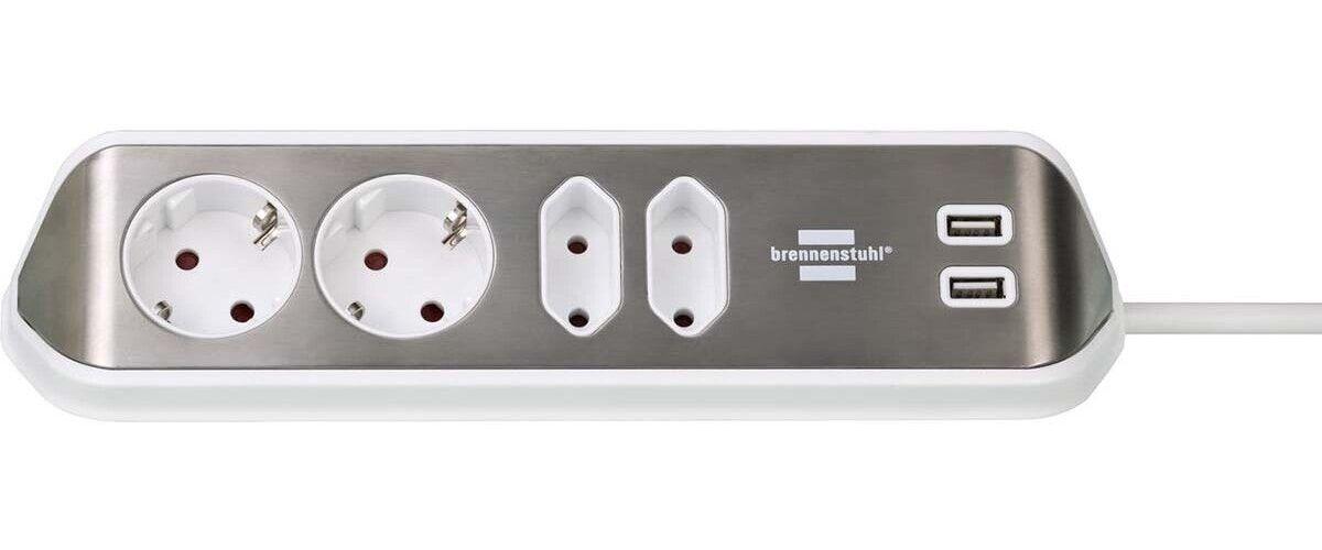 Brennenstuhl Brennenstuhl estilo Hjørneforlengelsesledning 4-veis m/ USB - Hvit