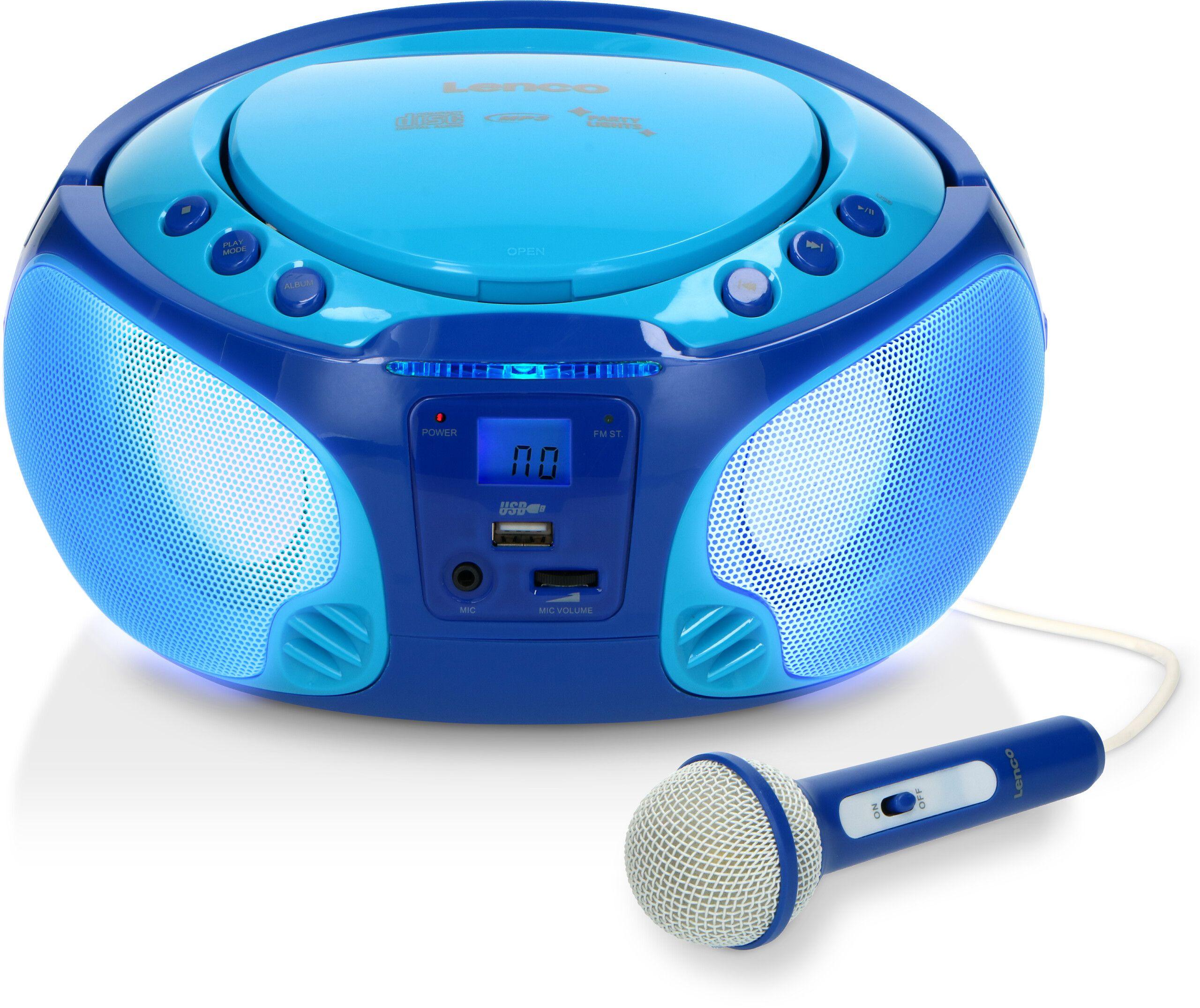 Lenco SCD-650 Karaokeradio med mikrofon og lyseffekter - Blå