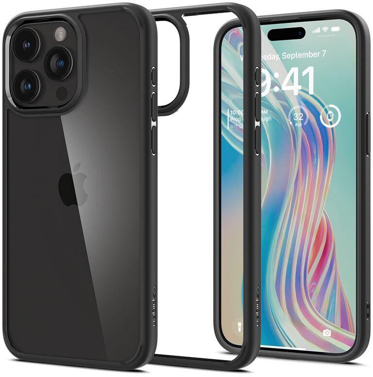 Spigen Spigen Crystal Hybrid-deksel (iPhone 15 Pro) - Svart