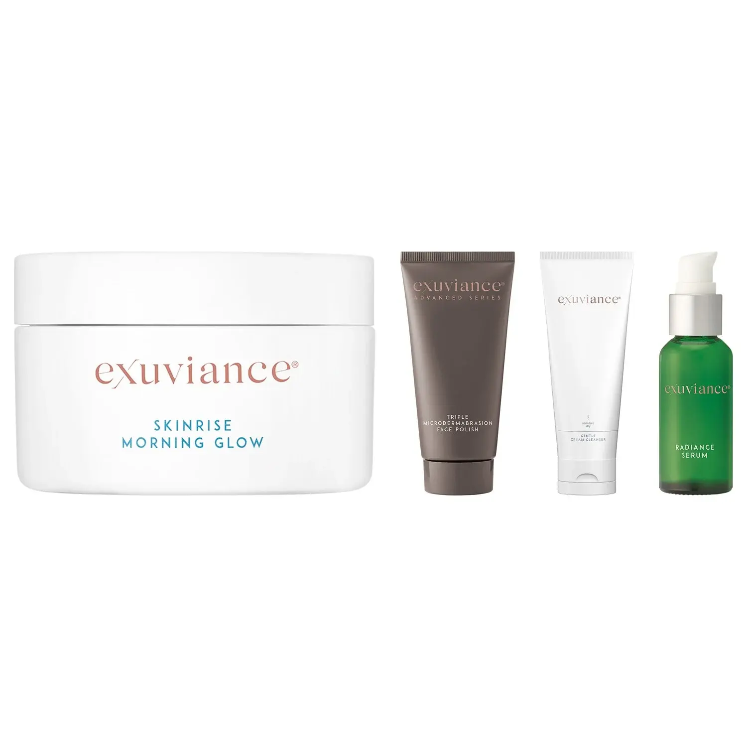 Exuviance Exuviance Radiant Skin Starter Set Cleanser 212 Ml, Polish 75 G, Serum 30 Ml, Glow 36 Pcs