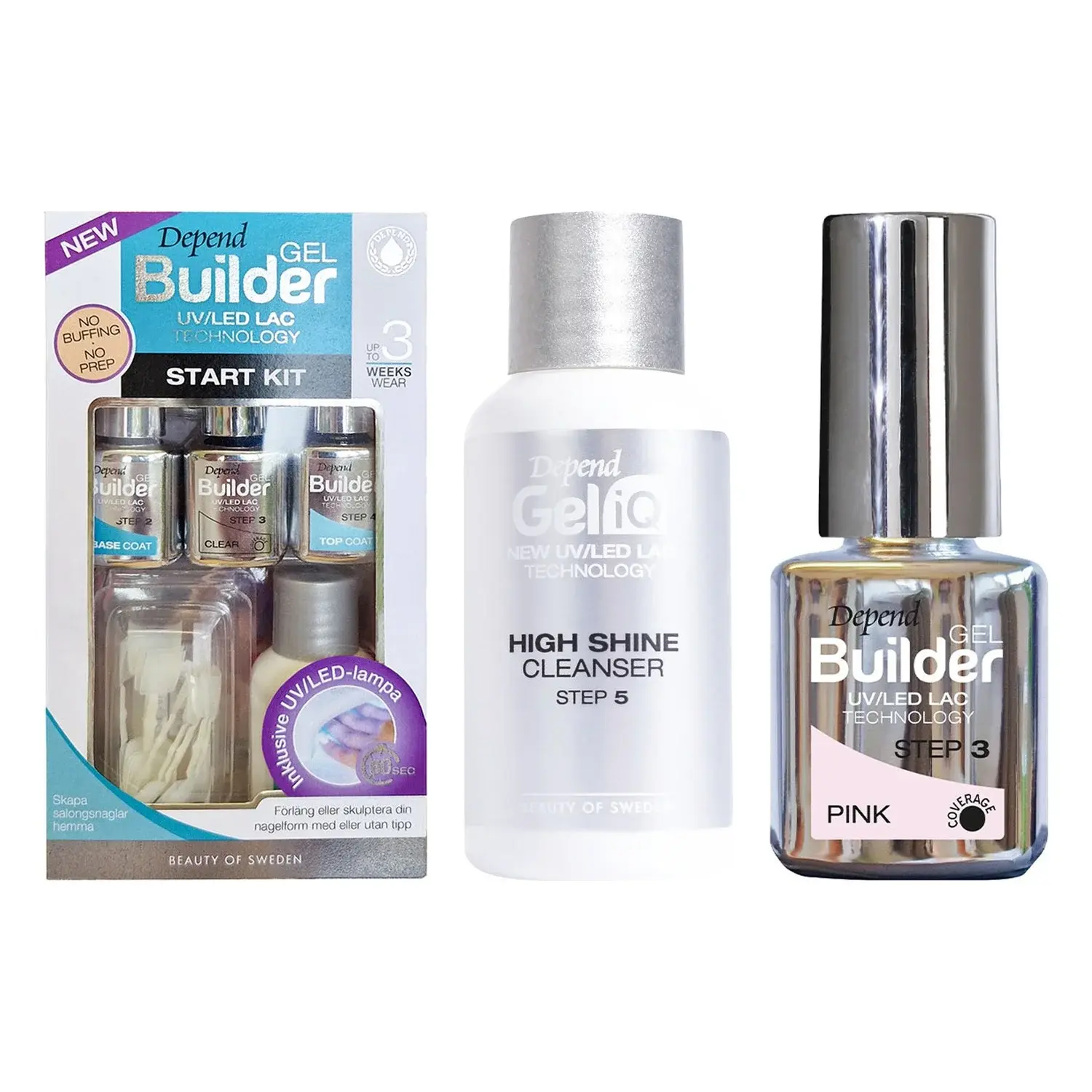 Depend Depend Gel Manicure Starter Collection Starter Kit, High Shine 35 ml & Builder Pink 5 ml