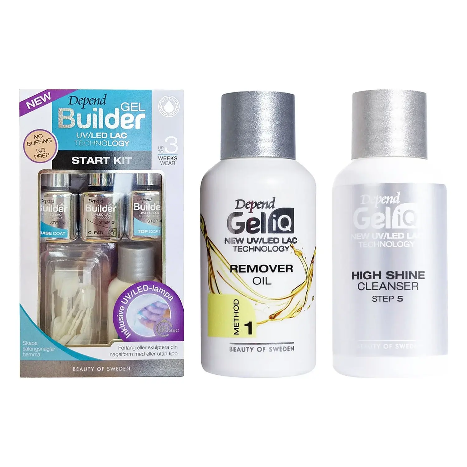 Depend Depend Gel Manicure Starter & Care Set Builder Kit, Remover Oil & High Shine 35ml