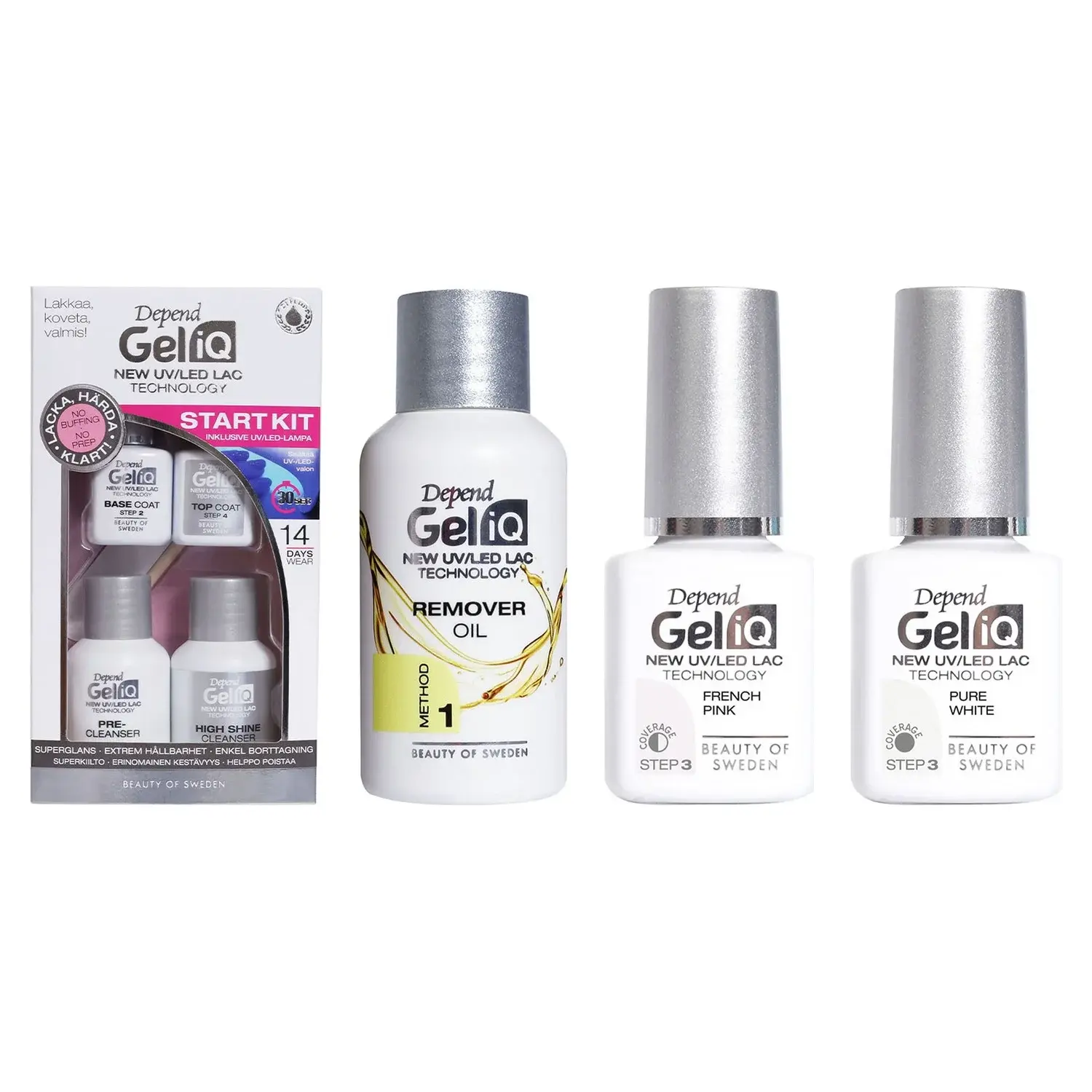 Depend Depend Gel Manicure Starter Set Start Kit, Remover Oil, French Pink 5ml, Pure White