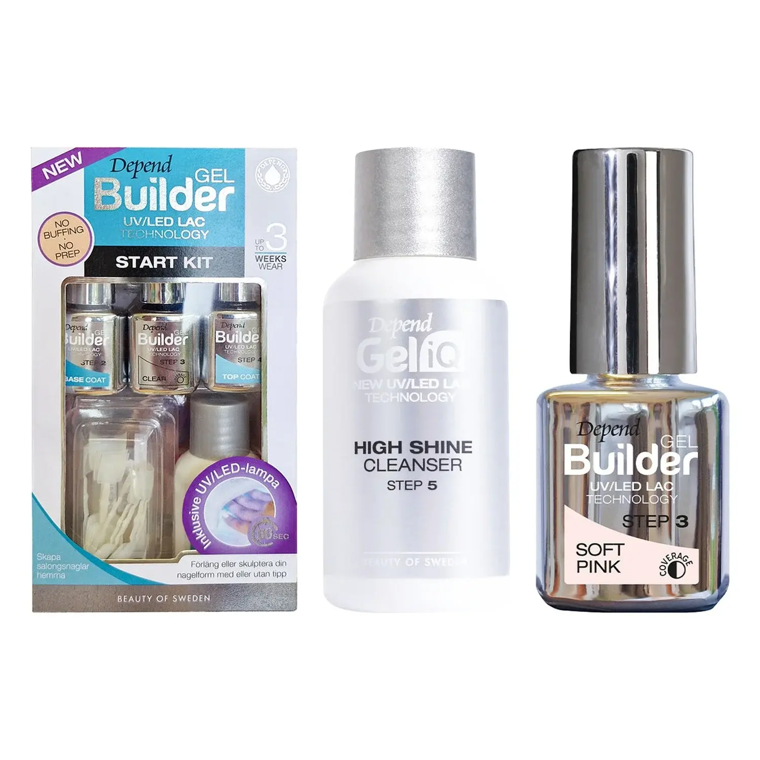 Depend Depend Gel Nail Foundation Kit Starter Kit, High Shine Cleanser 35 ml & Builder Gel 5 ml