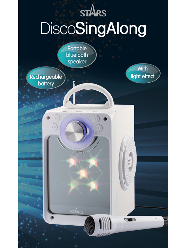 Stars Stars Karaoke Machine with Blue Tooth Disco LED light White