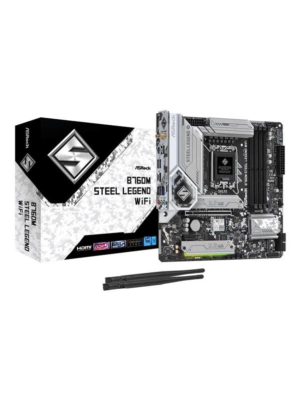 ASRock ASRock B760M STEEL LEGEND WIFI Hovedkort - Intel B760 - Intel LGA1700 socket - DDR5 RAM - Micro-ATX