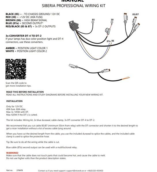 SWEDSTUFF Ekstralys ledninger till 3x DT-2 -/DT4 12V SWEDSTUFF - 1359460