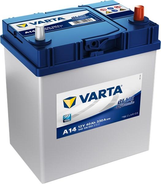 VARTA STARTBATTERI VARTA BLUE DYNAMIC A14 12V 40AH 330A - chevrolet, citroën, daihatsu, honda, hyundai, kia, lada, mitsubishi, morgan, nissan, peugeot, suba