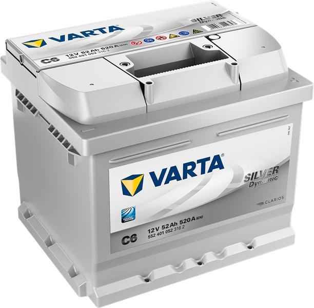 VARTA STARTER BATTERI VARTA SILVER DYNAMIC C6 12V 52AH 520A, Bagasjerom - audi, austin, chevrolet, citroën, daf, fiat, ford, ford usa, honda, hyundai, lanci