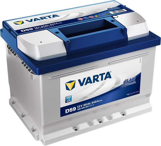 VARTA STARTER BATTERI VARTA BLUE DYNAMIC D59 12V 60AH 540A - alfa romeo, alpina, audi, austin, bmw, cadillac, chevrolet, chrysler, citroën, dacia, daimler,