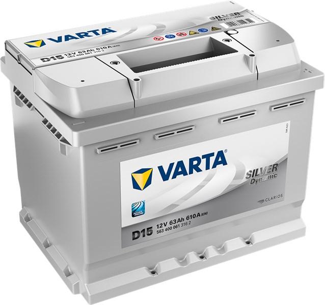 VARTA STARTER BATTERI VARTA SILVER DYNAMIC D15 12V 63AH 610A, Bagasjero - abarth, alfa romeo, alpina, audi, bentley, bmw, chevrolet, chrysler, citroën, daci
