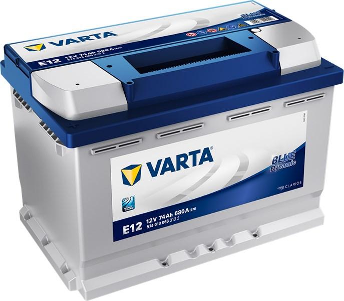 VARTA STARTER BATTERI VARTA BLUE DYNAMIC E12 12V 74AH 680A - cadillac, chevrolet, chrysler, dodge, ferrari, fiat, ford, ford usa, hyundai, jeep, lamborghini