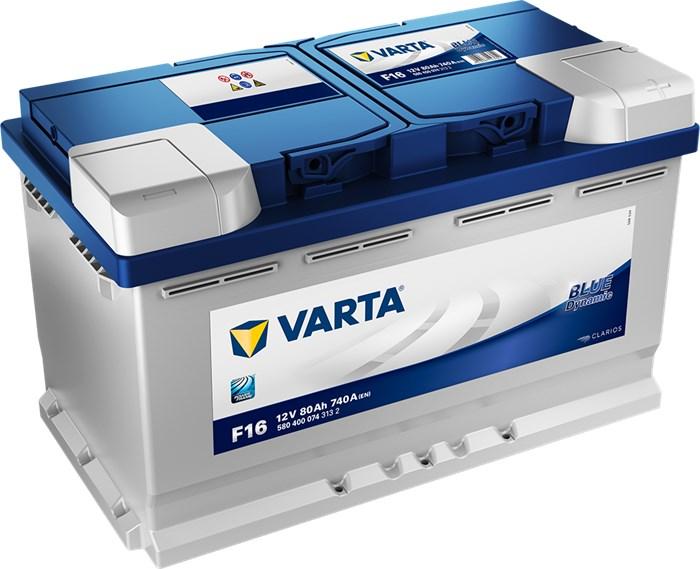 VARTA STARTER BATTERI VARTA BLUE DYNAMIC F16 12V 80AH 740A, Bagasjerom - alfa romeo, audi, bmw, chevrolet, chrysler, dodge, fiat, ford, hyundai, jeep, land