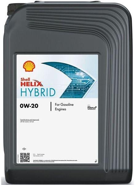 SHELL Motorolje SHELL Helix HYBRID 0W-20, 20L SHELL Støtte (oljeretur) - ford, honda, hyundai, jeep, kia, lexus, mazda, mg, mitsubishi, nissan, subaru, suzu