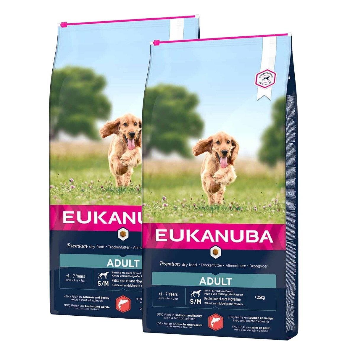 Eukanuba Eukanuba Adult Small & Medium Breed Salmon&Barley 2 x 12kg