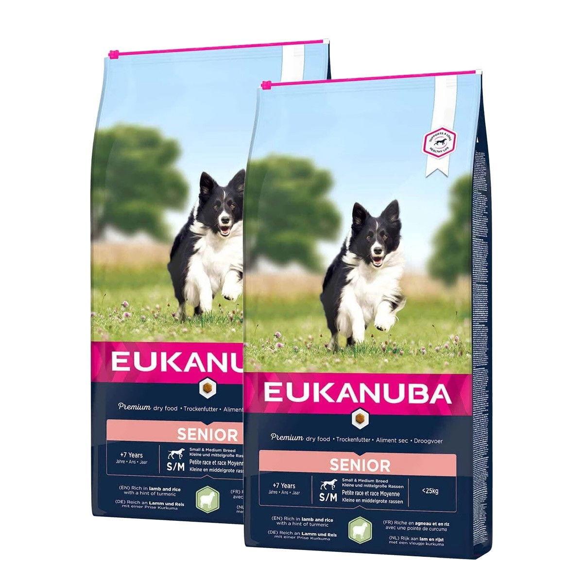 Eukanuba Eukanuba Dog Senior Small & Medium Breed Lamb & Rice 2x12 kg
