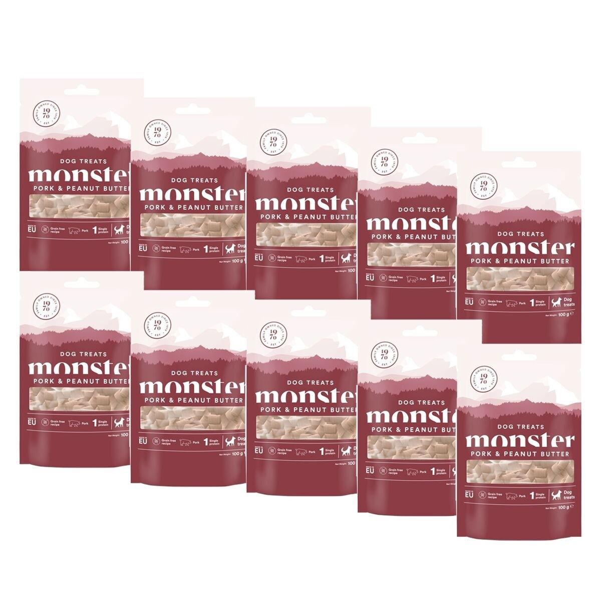 Monster Pet Food Monster Dog Treats Pork & Peanut Butter 10 x 100 g