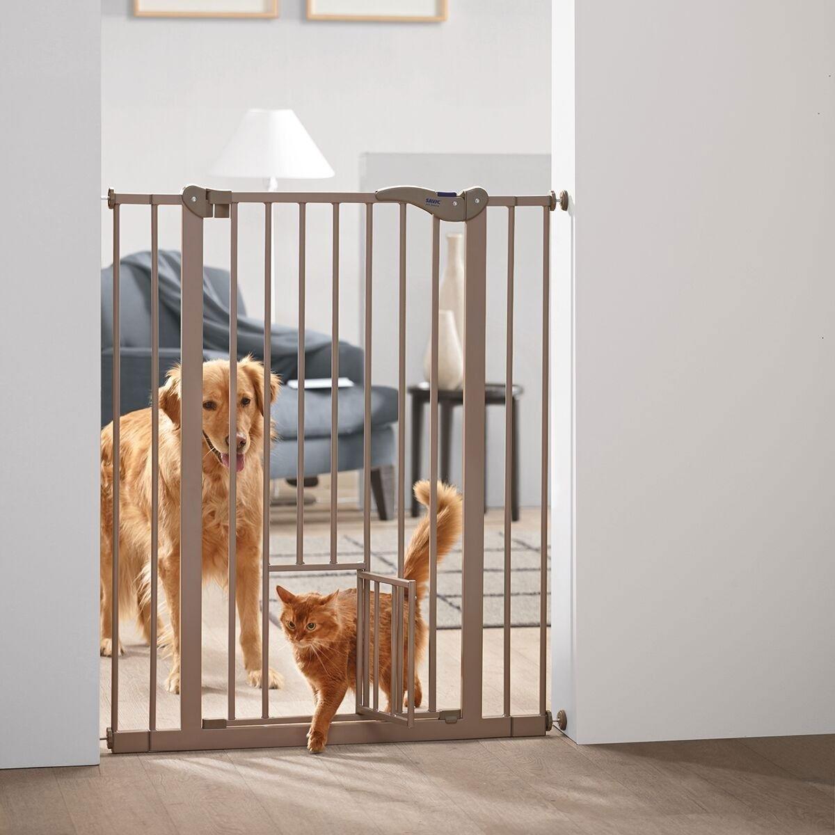 Savic Savic Hundegrind med Kattedør Lysebrun 75-84 x 107 cm