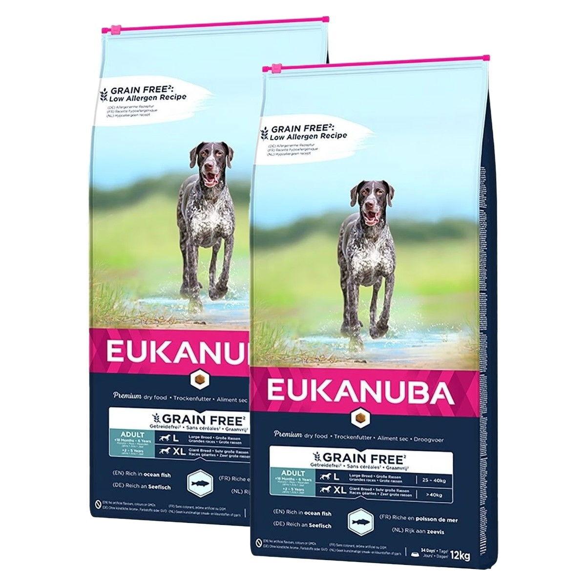 Eukanuba Eukanuba Dog Grain Free Adult Large & Extra Large Breed Ocean Fish 2 x 12kg
