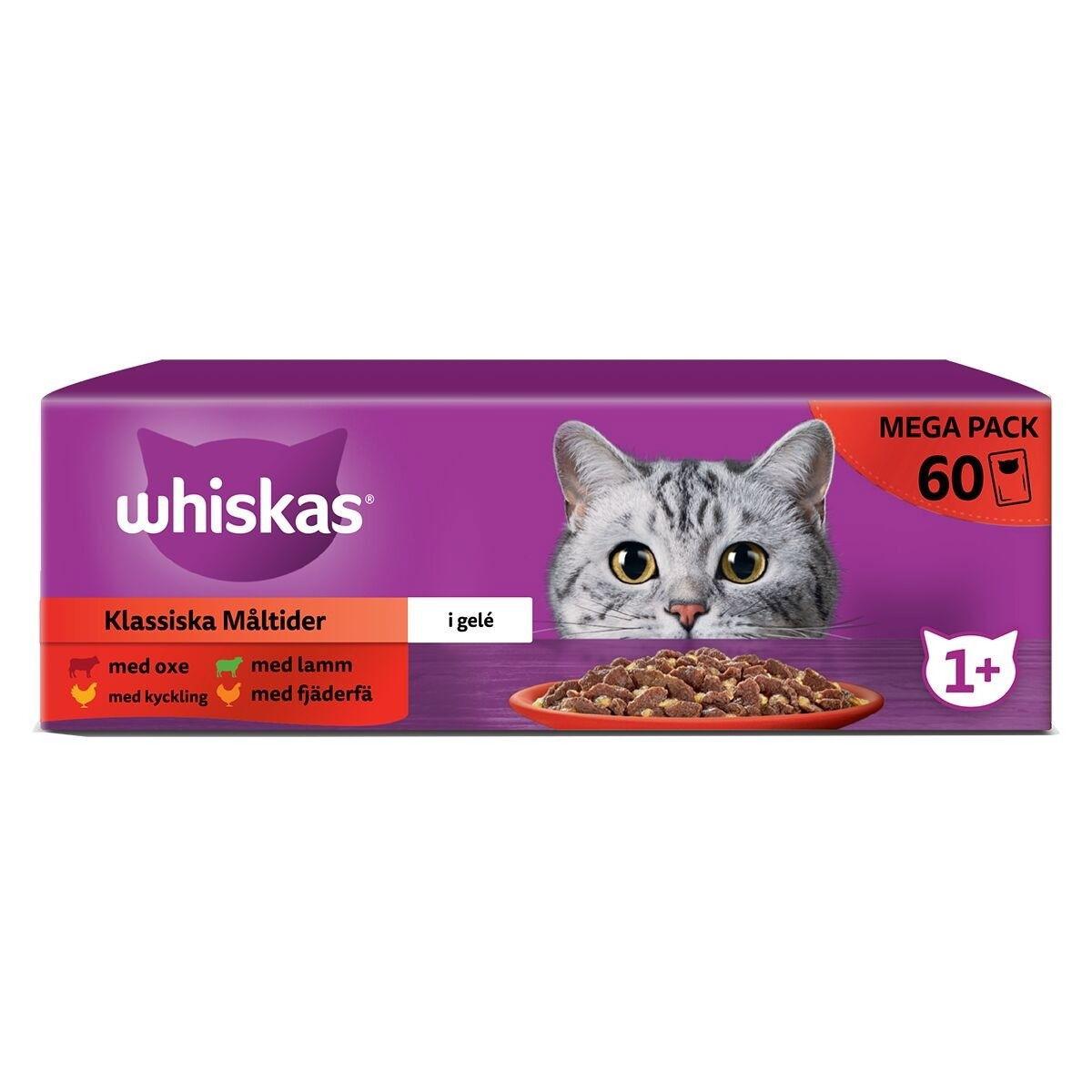Whiskas Whiskas 1+ Jelly med Okse, Lam och Kylling 60x85 g